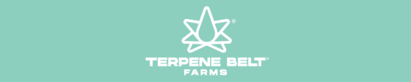 Terpene Belt Farms logo in white on a teal background