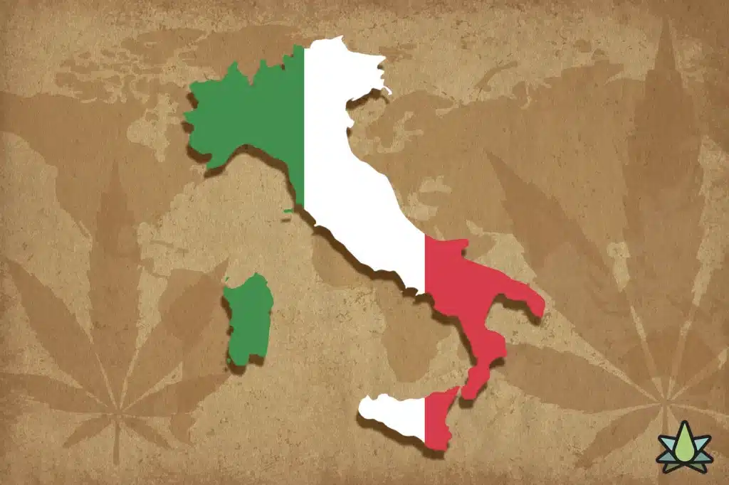 Map of Italy with Italian flag colors