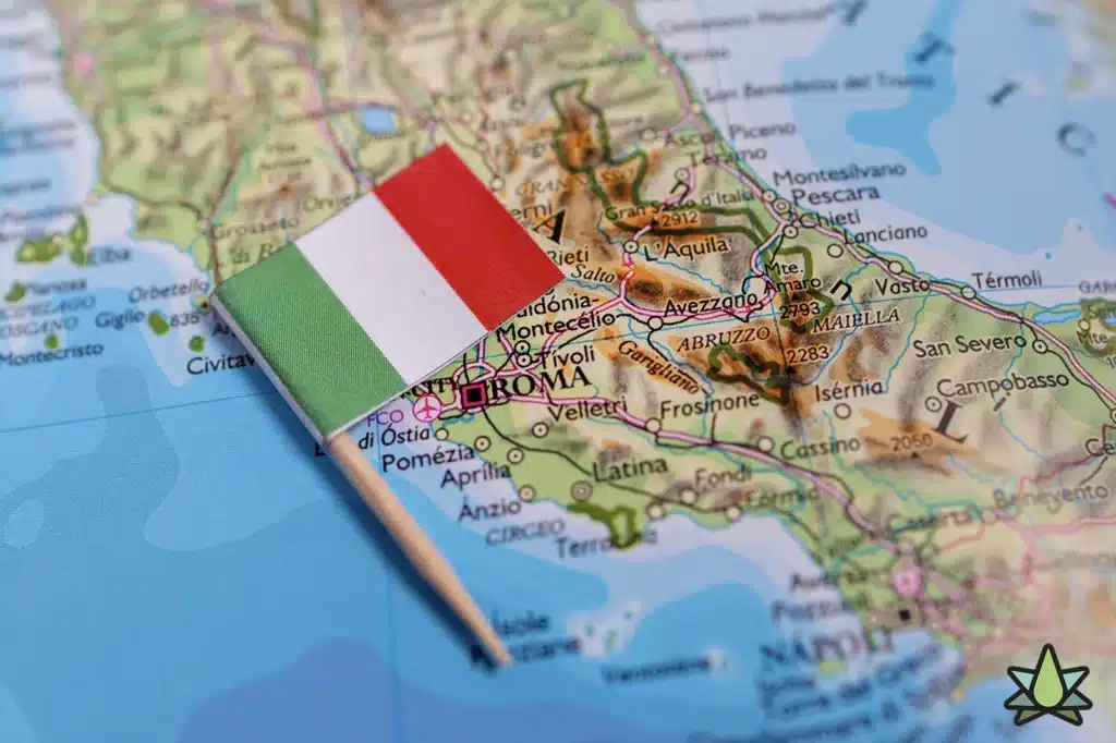 Map of Italy and the Italian flag
