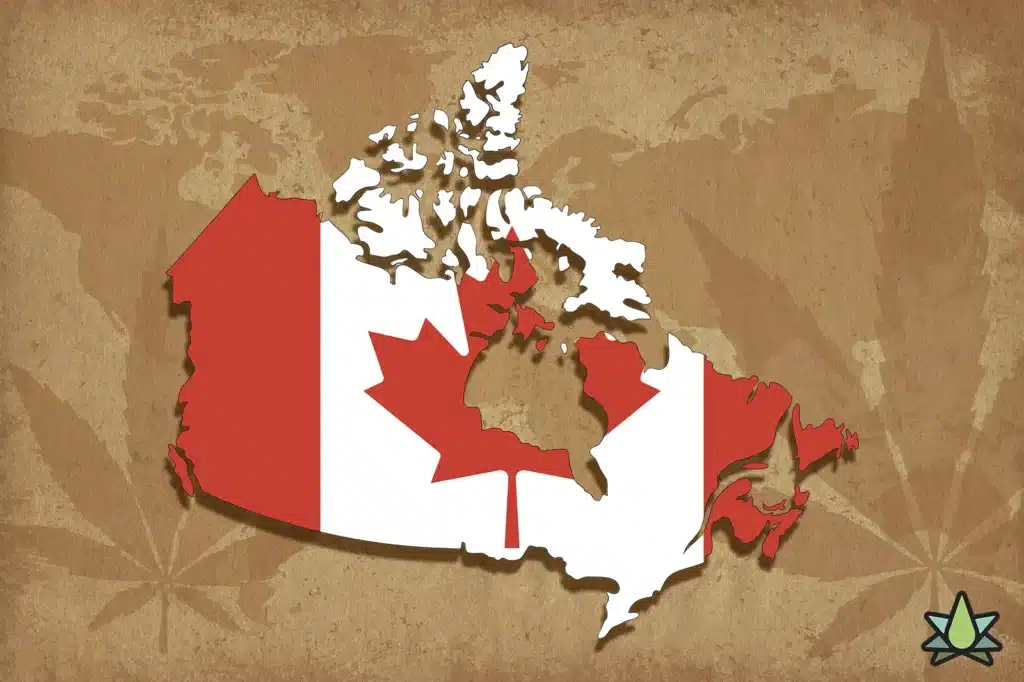 Canadian Map and Flag Brown Background