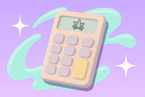 Calculator with a marijuana leaf on the screen