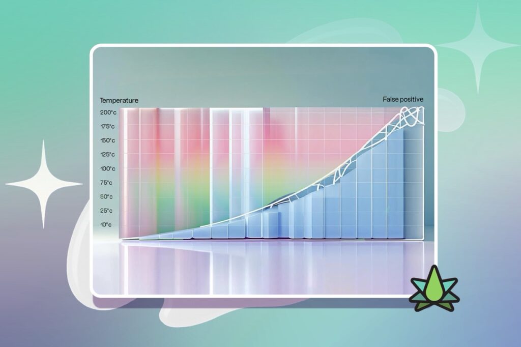 Colorful animation of a scale with temperature and the Terpene Belt Farms logo