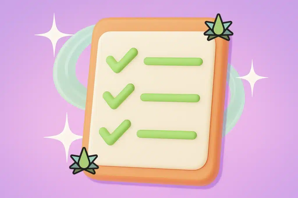 An animated image of the supplier audit checklist from Terpene Belt Farms, placed against a purple background