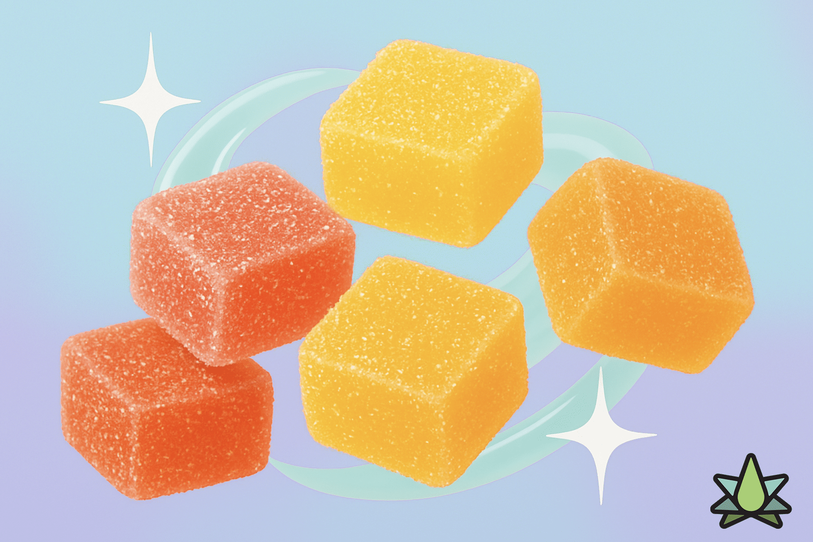 Different colored gummies showcasing Terpenes in Gummies against a light-colored background