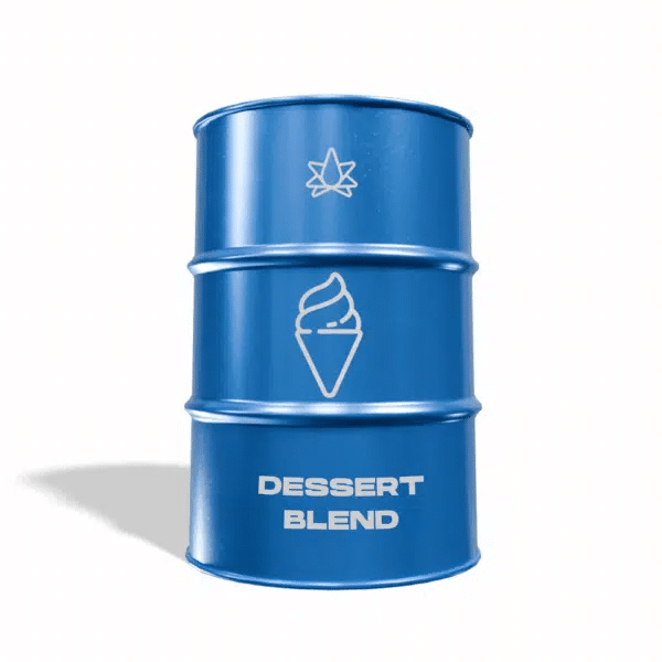 A blue-colored Terpene Dessert Blend beverage can