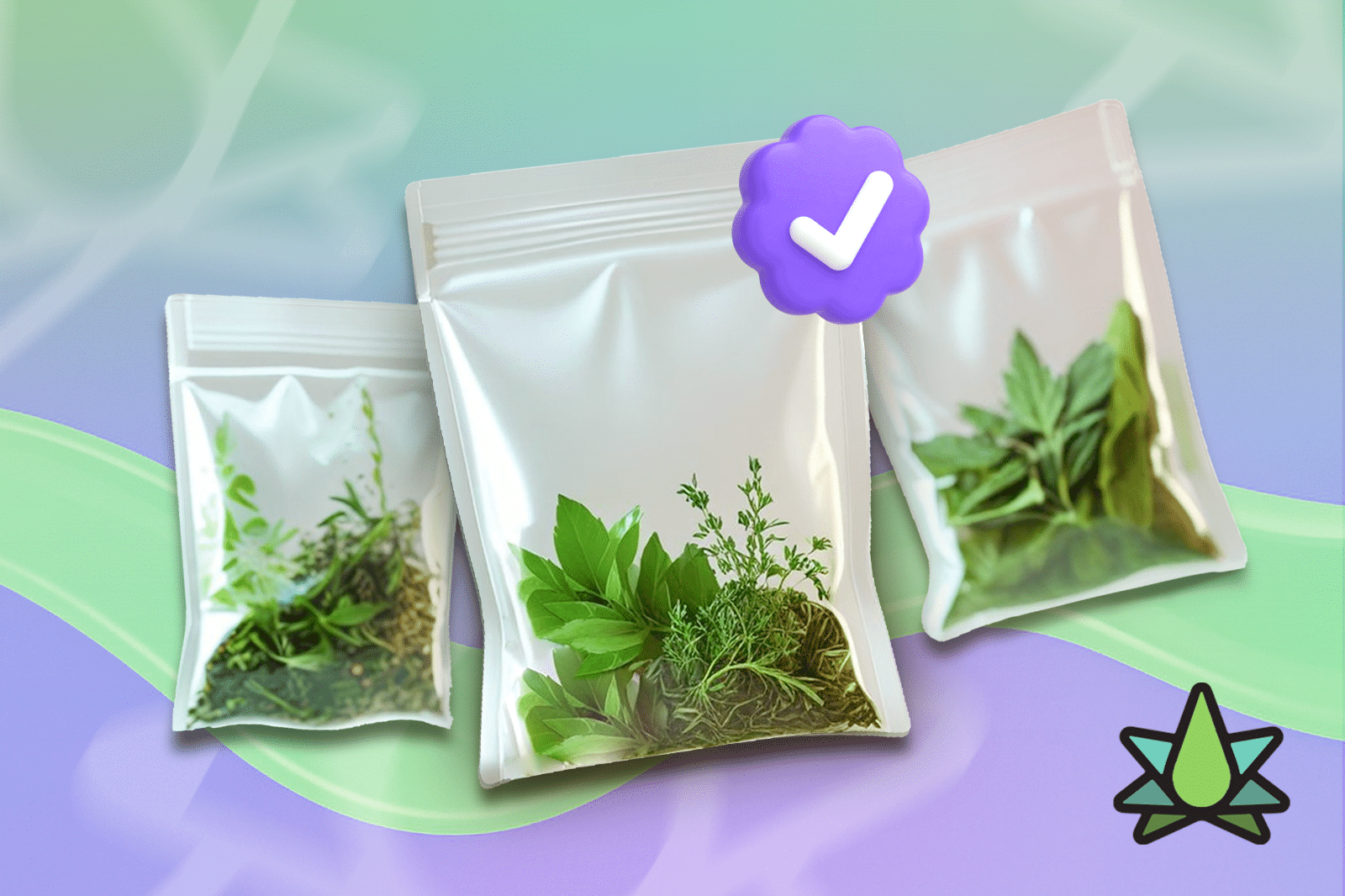 Three sealed terpene leaf packs showing best packaging to reduce aroma loss and preserve freshness