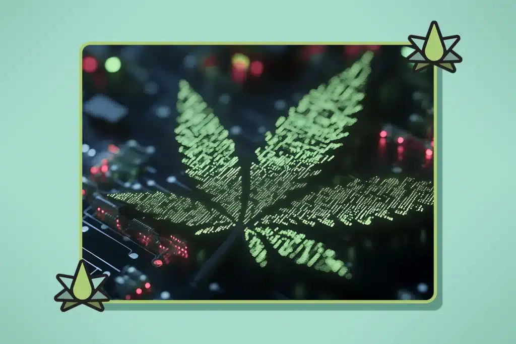 cannabis leaf on keyboard background